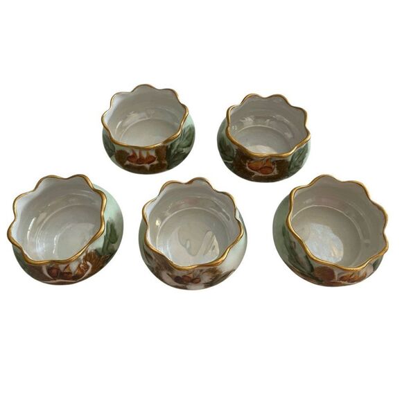 Antique MZ Austria Porcelain Hand Painted Compote Fruit Bowl Berry Bowl Set - Picture 10 of 12